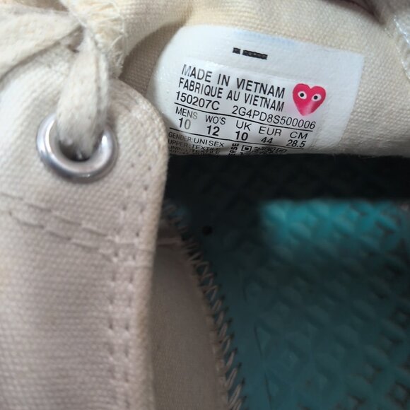 Converse Comme des Garcons Play x Chuck 70 Milk White Heart 150207C Mens 10 W 12 - Picture 9 of 16